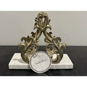 Made In India Ornate Gold Napkin Holder White Faux Marble Base Kitchen Decor
